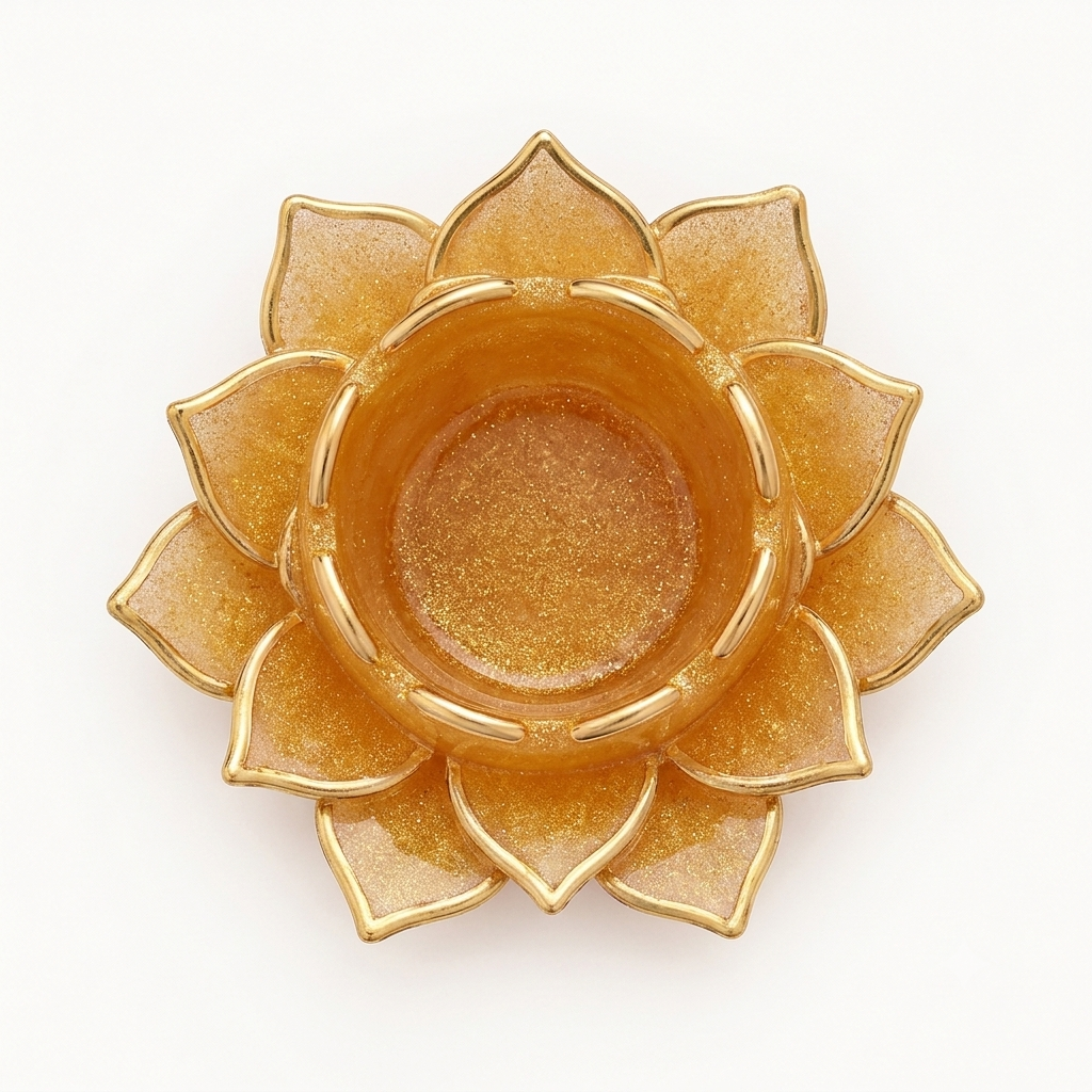 Resin Open Lotus Asan – Lakshmi, Annapurna & T-Light Holder