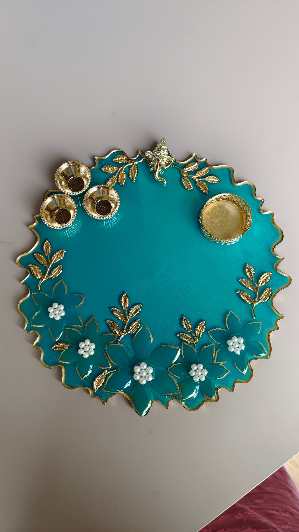 Customised Resin Pooja Thali – Handmade Personalised Puja Thali