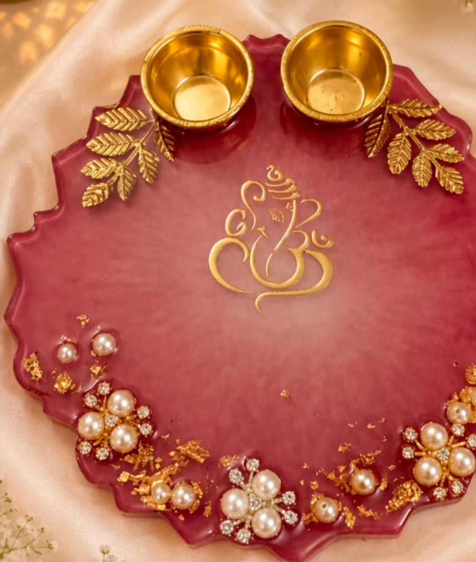 Customised Resin Pooja Thali – Handmade Personalised Puja Thali