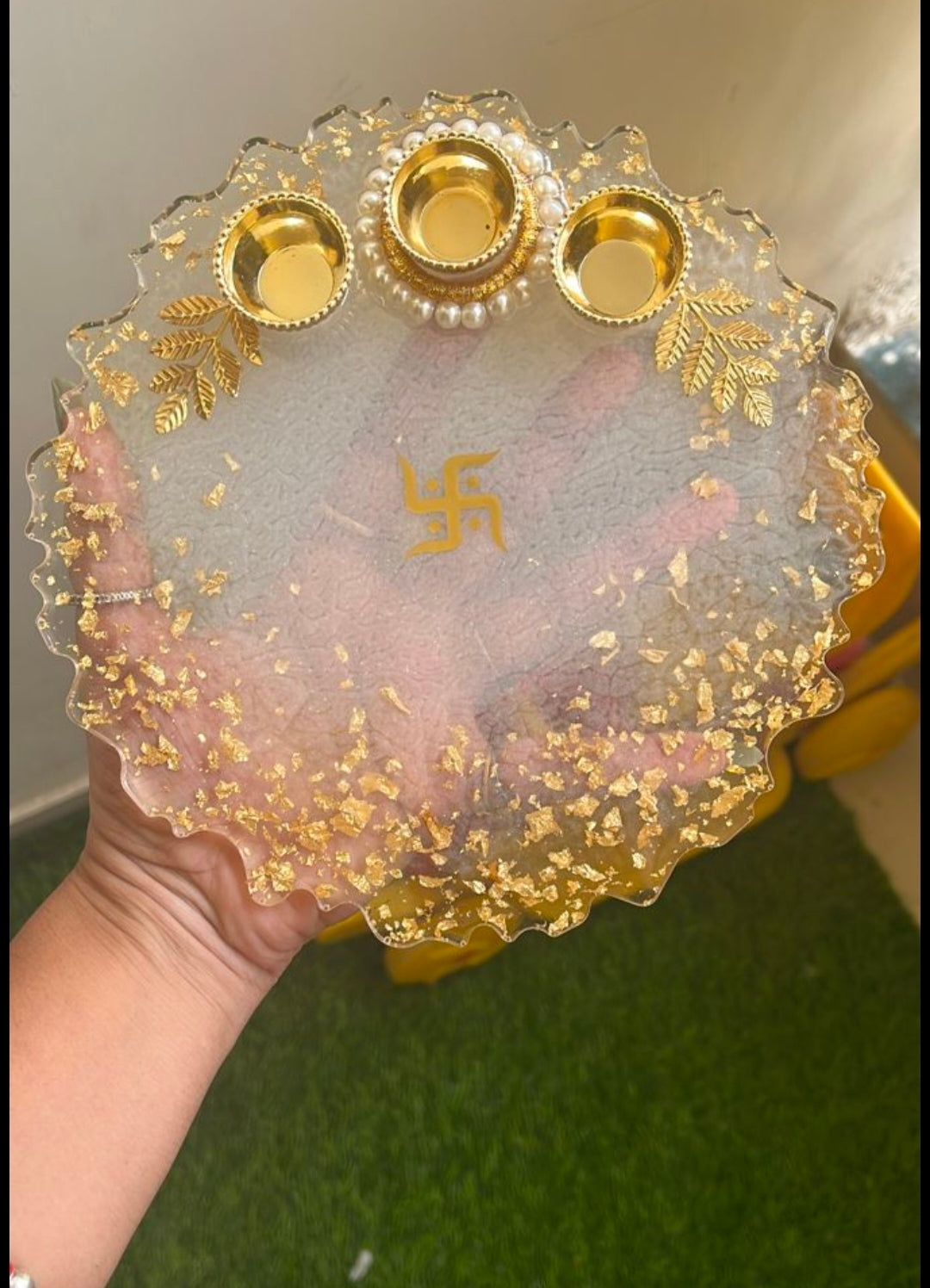 Customised Resin Pooja Thali – Handmade Personalised Puja Thali