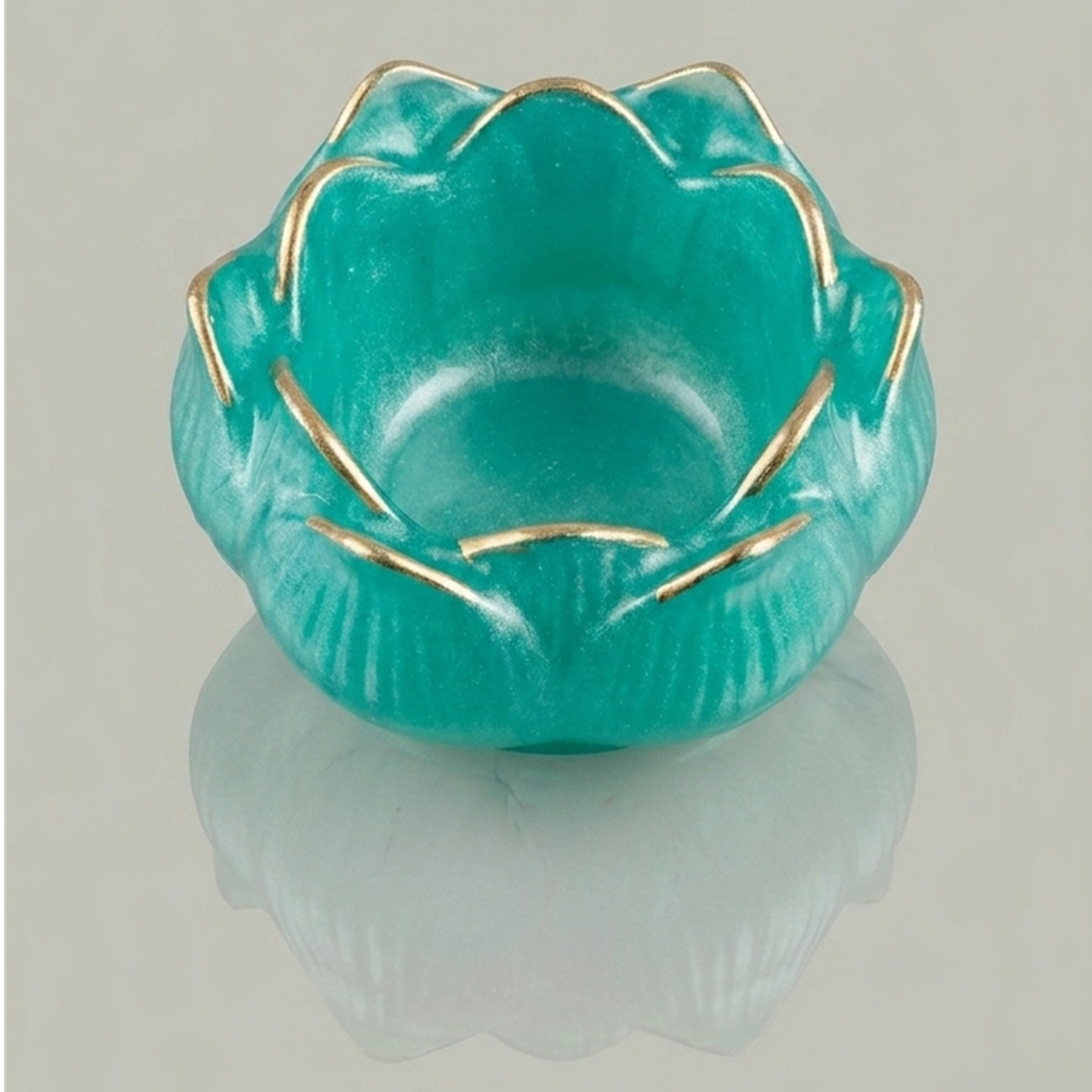 Resin Close Lotus Asan – Lakshmi, Annapurna & T-Light Holder