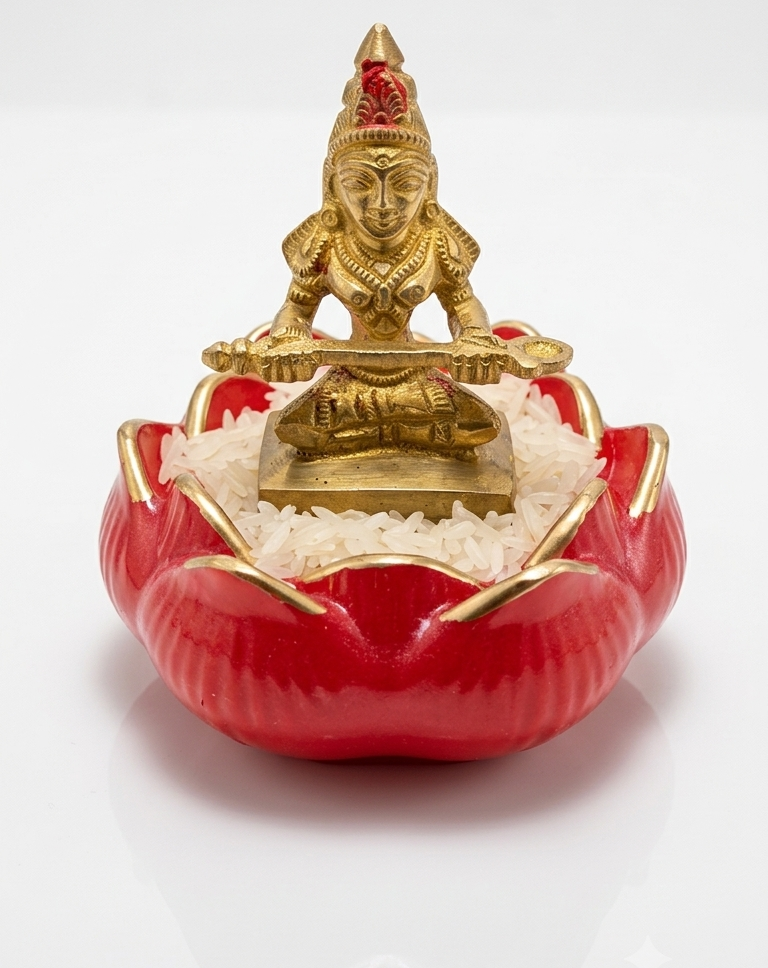 Resin Close Lotus Asan – Lakshmi, Annapurna & T-Light Holder